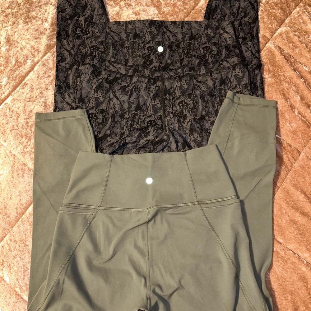 CRZ YOGA Sage Gray and Black and Gray Leggings